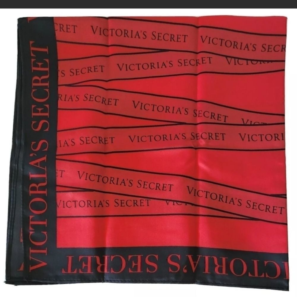 VICTORIA’S SECRET RED / BLACK LOGO SATIN SCARF
